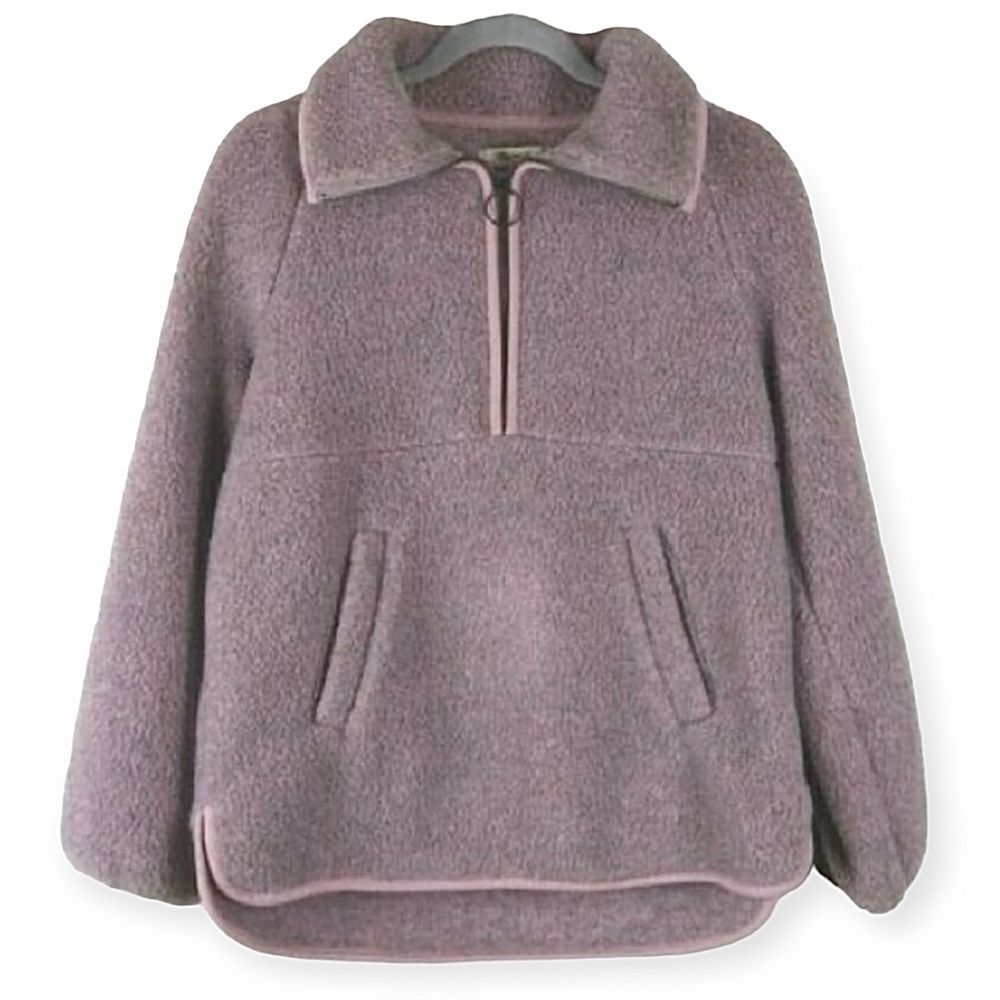Madewell women’s 1/4 zip pullover sherpa long sleeve sweatshirt mauve size S